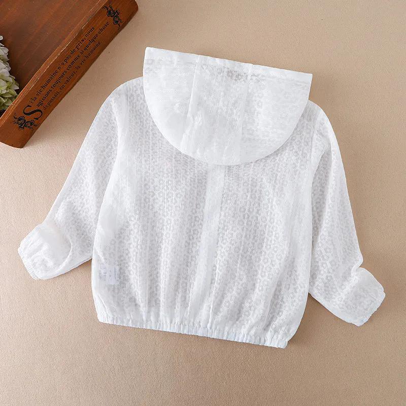 Dívčí svrchní oblečení, letní dětské oblečení s ochranou proti slunci, tenký dutý top s kapucí pro miminka