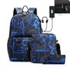 3 Piece School Backpack Set for Students Large Capacity Oxford Cloth Schoolbag with Shoulder Strap and Pencil Case