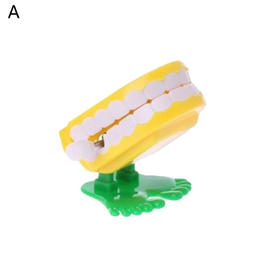 Chattering Teeth Wind-up Toy Clockwork Spring Cartoon Jumping Teeth with Eyes Joke Toy Christmas Goodie Bag Stuffers Kids Adults Gag Gifts