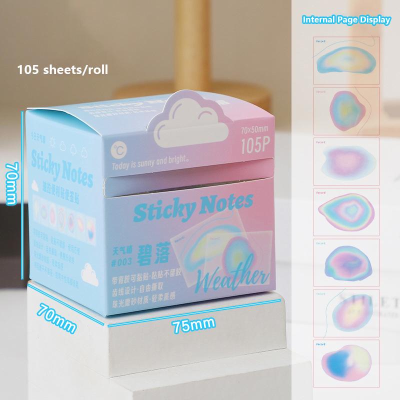 105Sheets Cartoon Transparent Sticky Notes Kawaii Pull-Out Memo Pad Paper Message Paper Cute Handbook Stickers Gifts