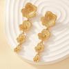 Vintage Elegant Gold Color Hollow Flower Stud Earrings For Women Design Irregular Piercing Earrings Party Jewelry Gifts