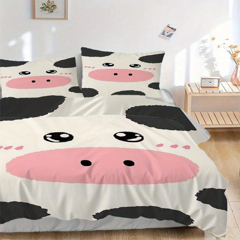 3pcs Animal-themed Cow Print Soft and Comfortable Breathability, Bedding Set, Machine Washable, Suitable for All Seasons200
