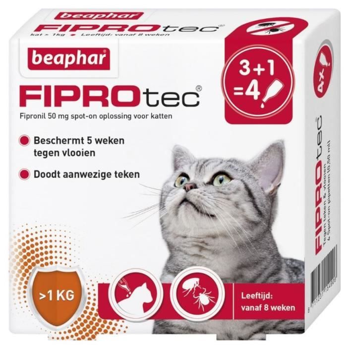 Pipettes Antiparasitaires - Beaphar - Fiprotec - Chats - 4 Pipettes