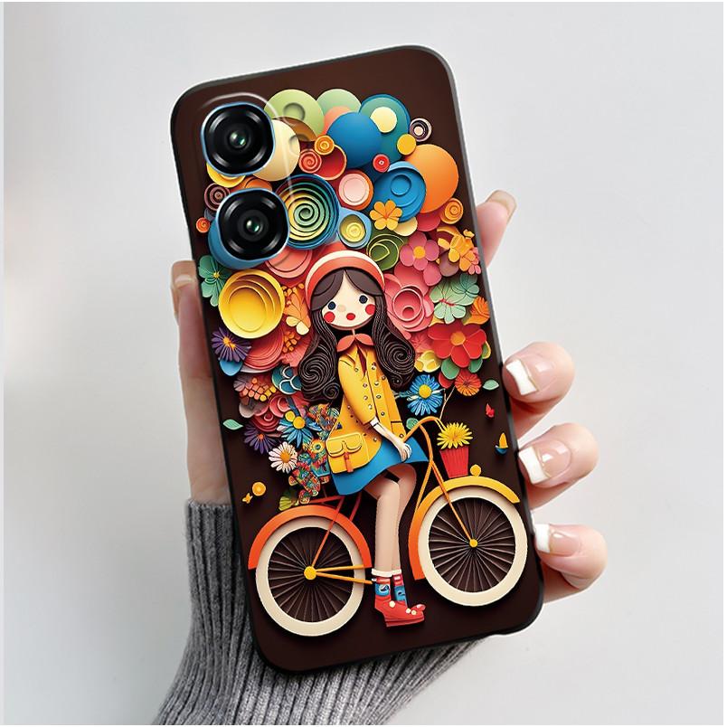 For Oukitel C58 Case Oukitel C58 Pro Cover Luxury Cute Love Rabbit Funny Pattern Black TPU Soft Silicone Protective Phone Case