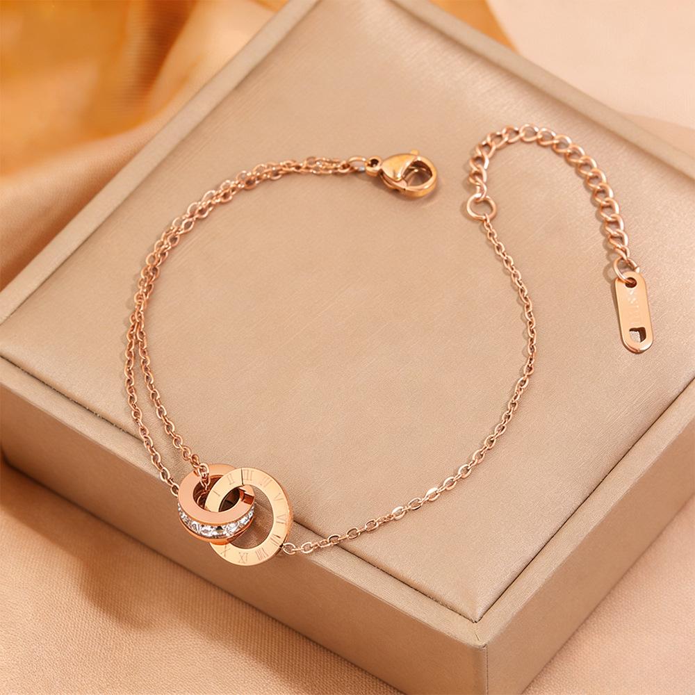 Korean Fashion Titanium Steel Diamond Inlaid Women's Luxury Bracelet