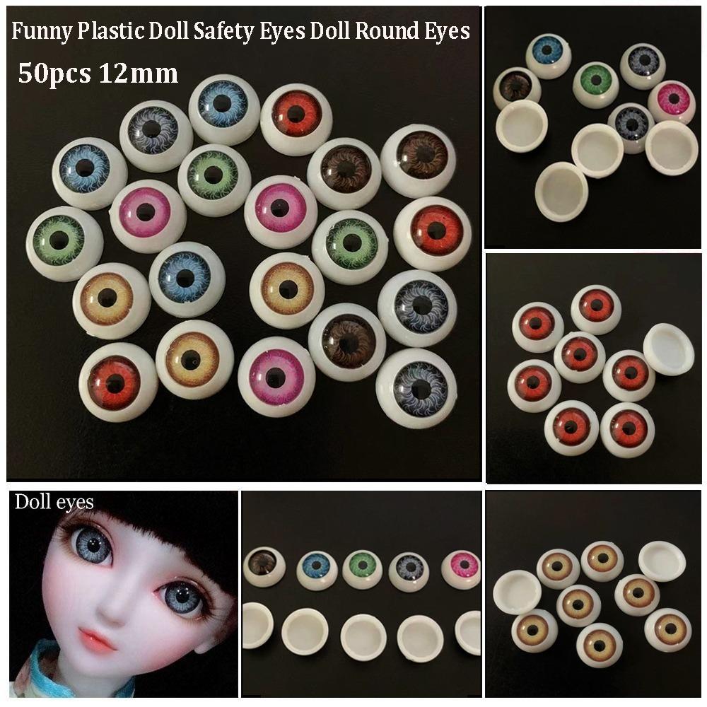 50pcs 12mm Doll Round Eyes Plastic Simulation Ceramic Eye Accessories Puppet Making Dinosaur Eyes
