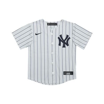 New York Yankees Striped Logo Button-Up Casual Comfortable Sports Short Sleeve Kids Tops White 3Z3B3ZWAB-NYY
