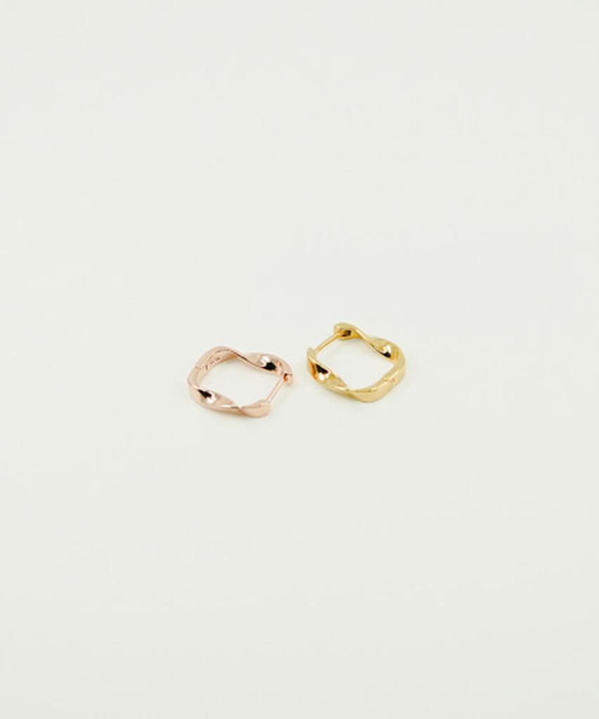 Alleun Silver 925 Square Twist One-Touch Ring Earrings