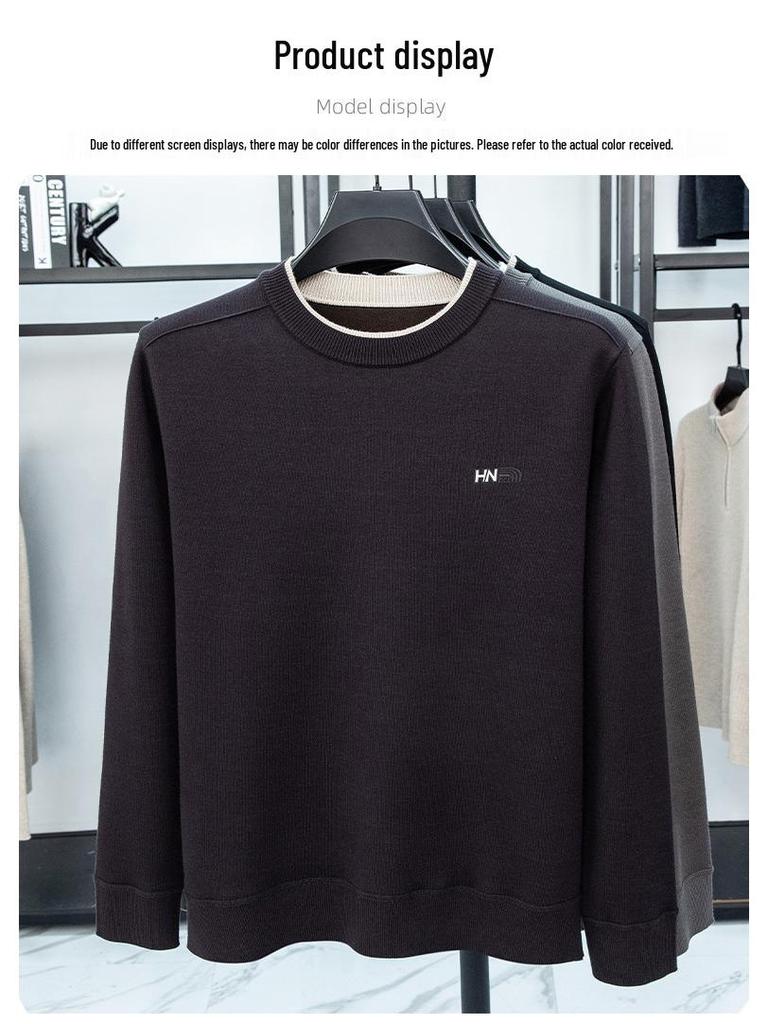 Men's Autumn Winter Embroidered Wool-Blend Knit Sweater