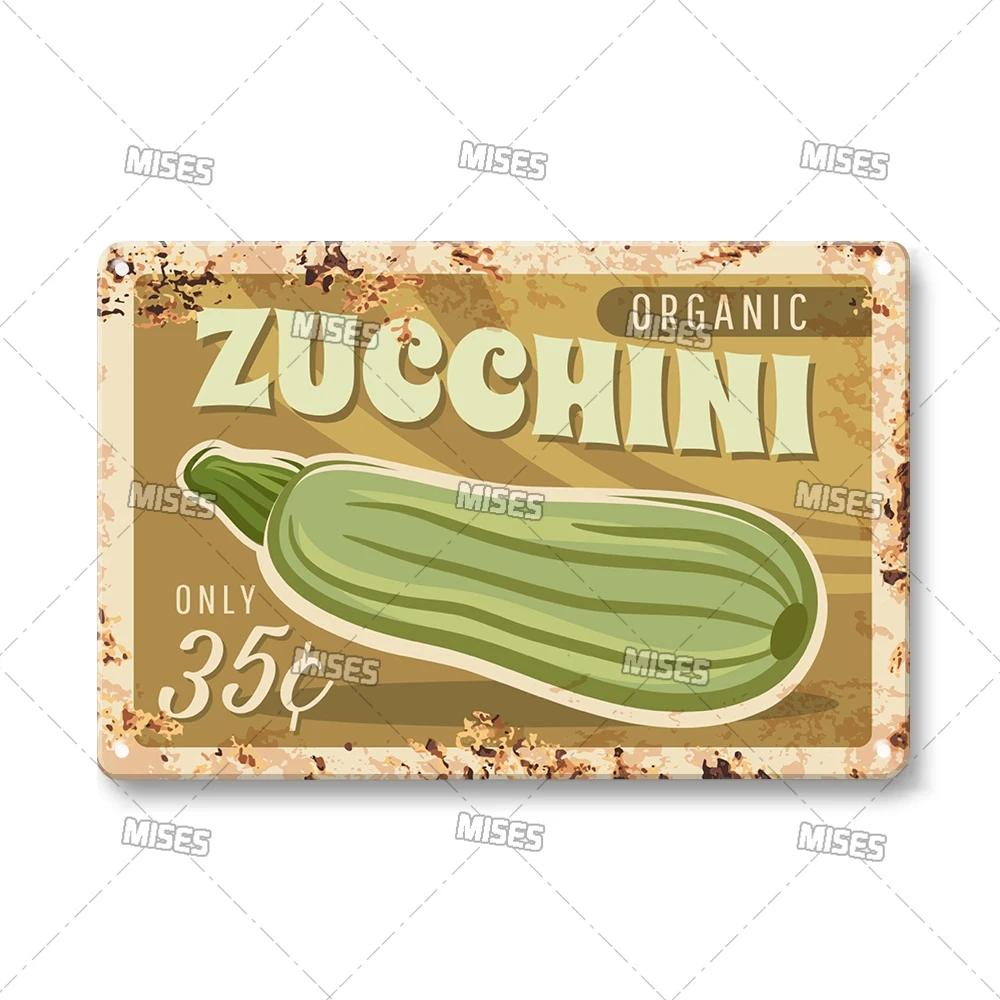 MISES Vegetable And Fruit Metal Tin Sign Retro Metal Plaque Decorative Plate Man Cave Studio Farm Metal Sign Kitchen Wall Plate