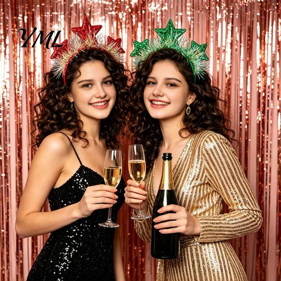 Shiny Sequin Headband for Festivals Star with Sparkly Sequins, 3D Glitter Crown Hair Hoop Party Favors Guests Christmas New Year Birthday, Decoration,