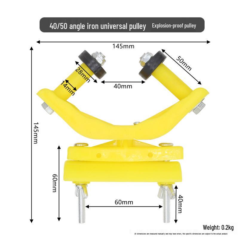 Poulie en fer d'angle pour arrosage de serre avec roulement à œillet et chariot à roues