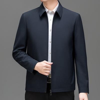 Men's Jacket Spring and Autumn Jacket Middle-aged High-end Business Casual Solid Color Jacket Daddy Lapel Top