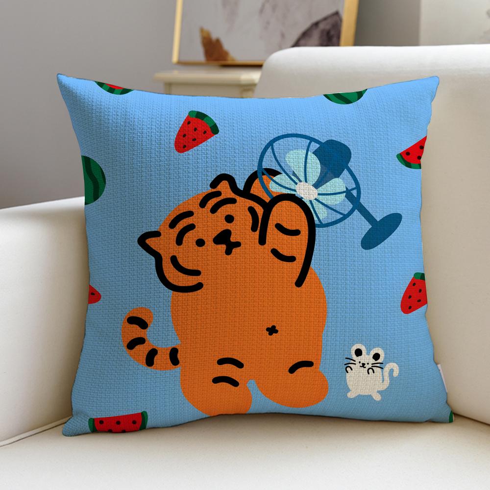 Cool MMUZIK TIGERS Cushion Cover Breathable and Skinfriendly Linen Pillowcase Square Removable and Washable Cushion