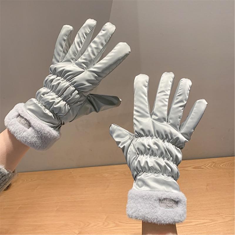 Trendy Warm Thermal Gloves Plush Lining Stylish Windproof for Cold Weather Winter Cycling Skiing Climbing