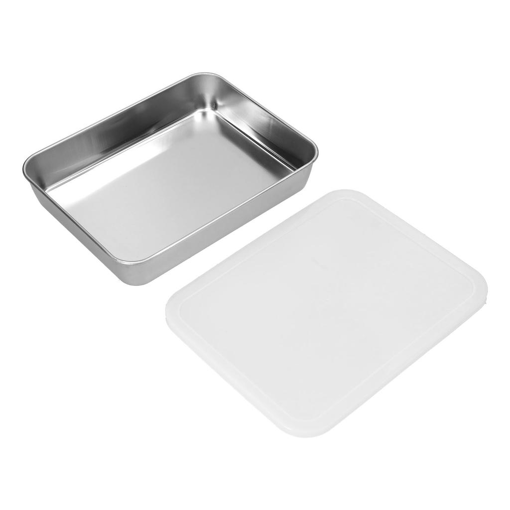 Stainless Steel Baking Tray Deep Flat Non Stick Baking Pan Food Storage Box with CoverS