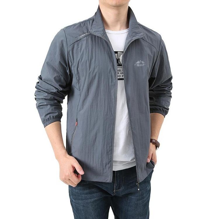 Stand Up Collar Loose Fit Men's Breathable Windbreaker Jacket for Outdoor Sports Casual Wear