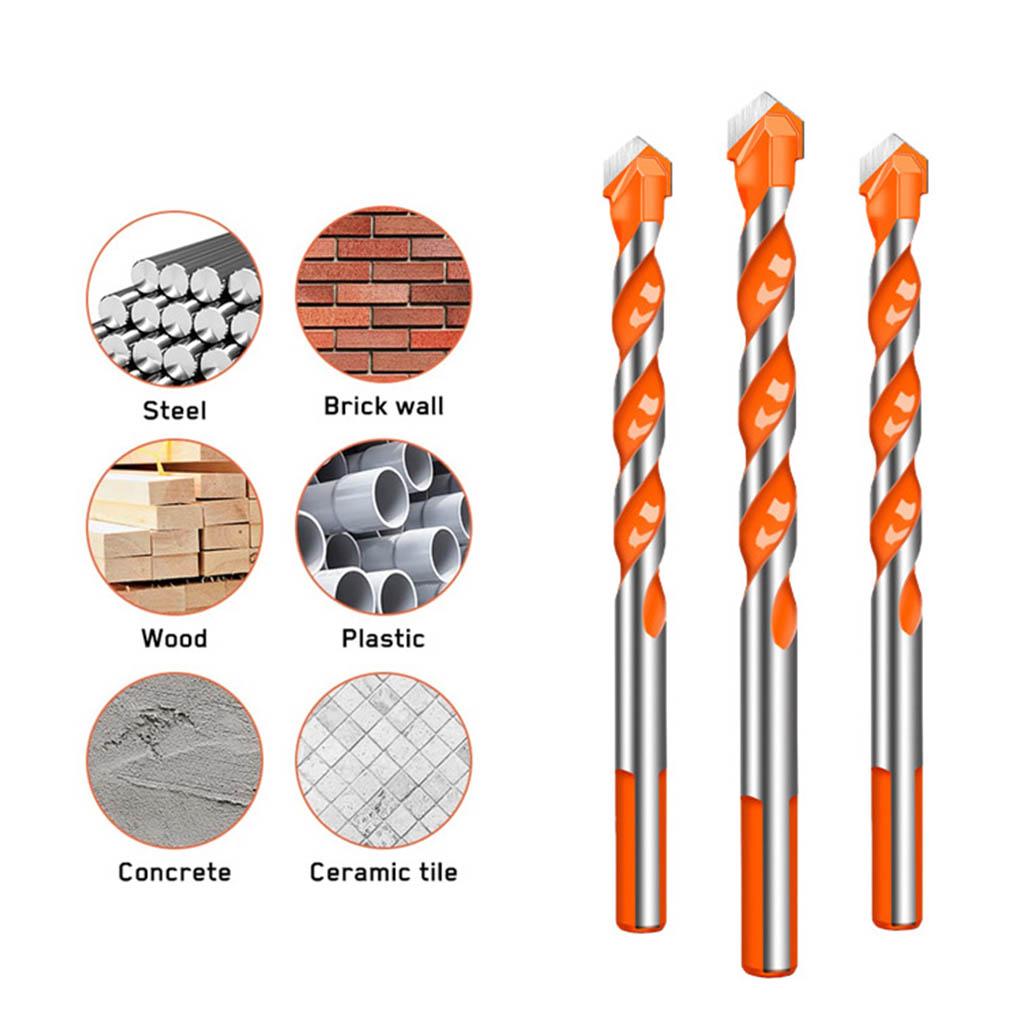 1Set Drill Bits Multifunctional Alloy Ceramic Trigonal Tile Drilling Bit Punching Tool Fittings Replacements Household