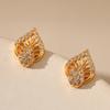 Leaf Micro Inlaid Zircon Water Drop Overlap Design 18k Gold Plated Earrings For Women