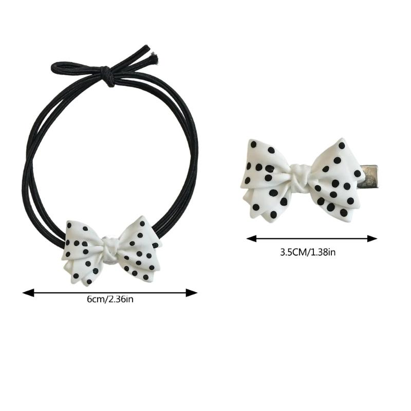 Women Hair Rope Dot Hair Bows Elegant Hair Clip Lady Barrettes Hair Style Clip