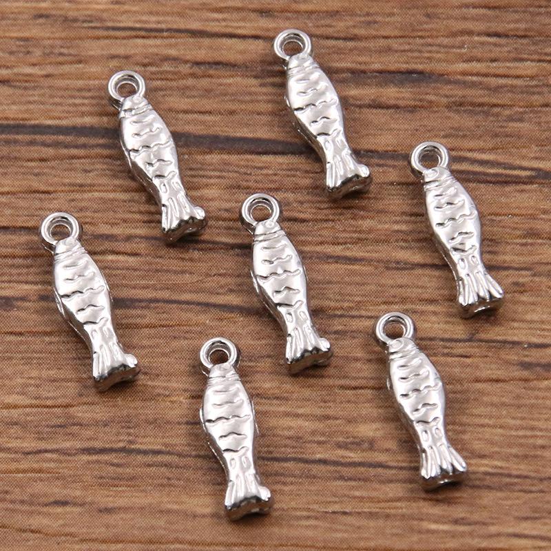 304 Stainless Steel Ocean Life Double-Sided Fish Charms with Real Gold Electroplating