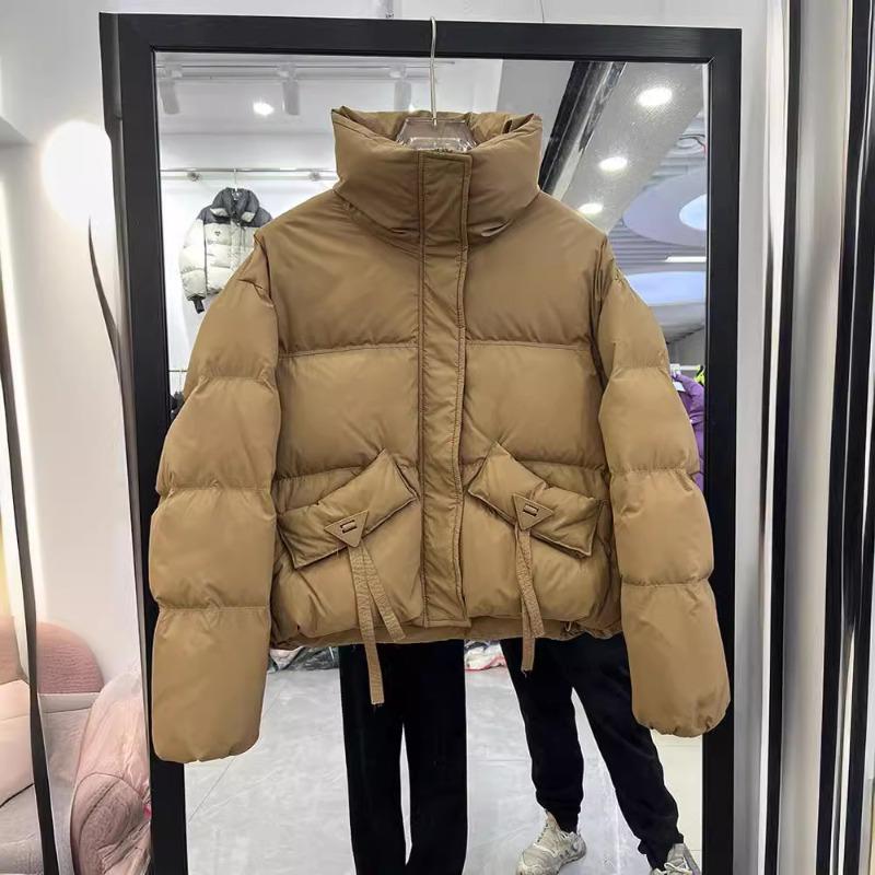Winter new stand-up collar down jacket women's short casual fashion thickened bread jacket white duck down jacket tide