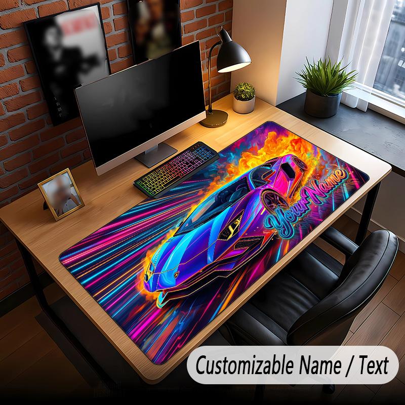 Neon Abstract Theme Custom Mouse Pad Personalized With Name Text Customized Desk Mat For Office Home Decor