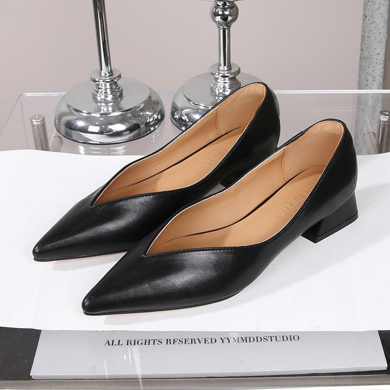 Fashion Flat Shoes for Women Spring and Autumn 2025 New Casual Pointed Toe and Thick Heel Elegant Scoop Shoes Ladies zapatillas mujer