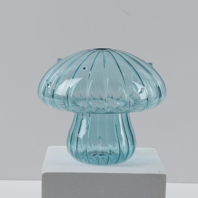

Цветная стеклянная ваза-гриб для гидропоники и бутылка для ароматерапии для домашнего декора синий