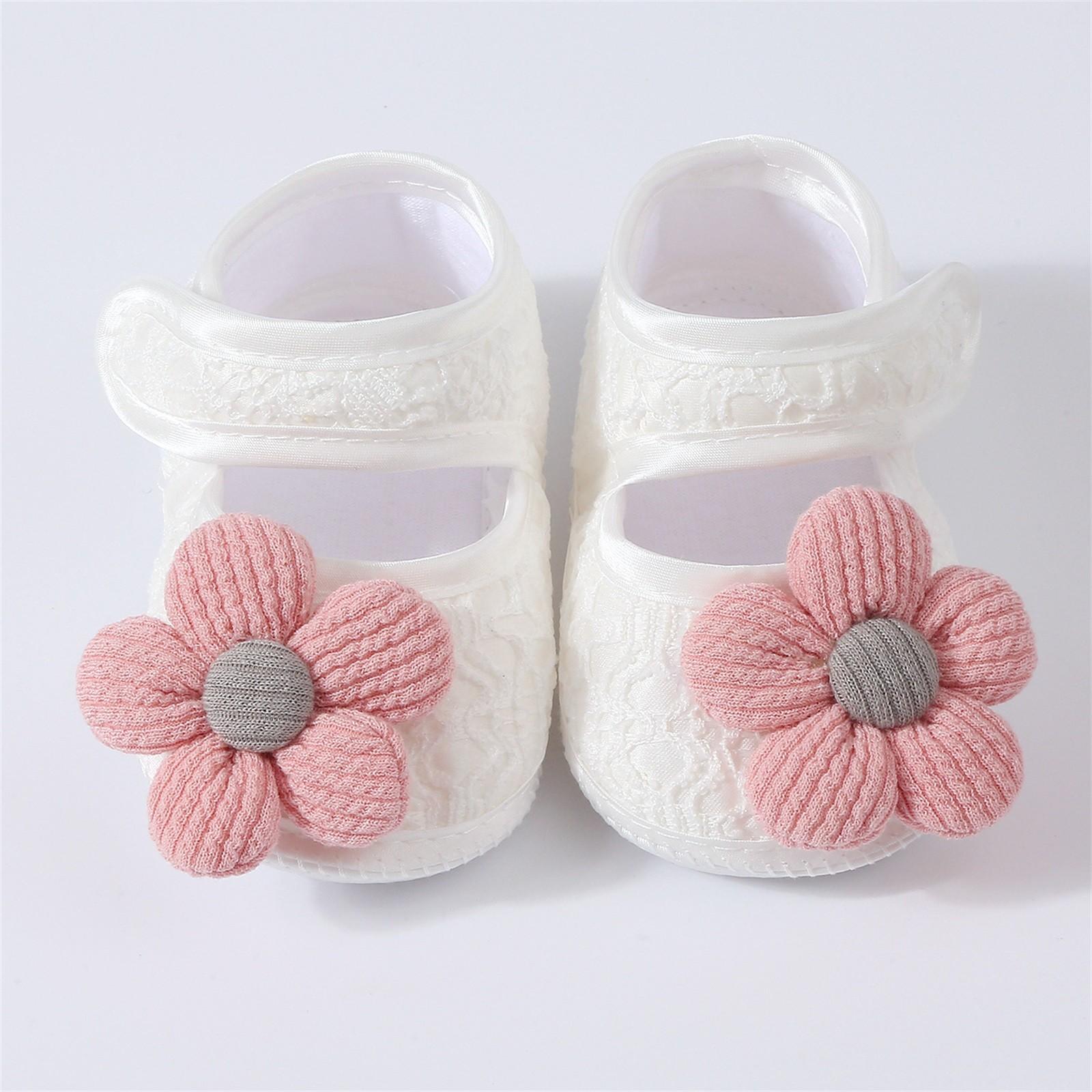 

Детские цветочные туфли для малышей, повязка на голову, набор, цветной клей, нескользящая обувь M розовый