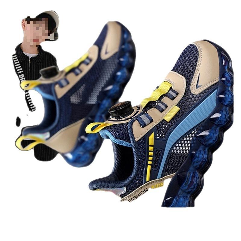 Big Boys Shoes Children's Mesh Sneakers Breathable Mesh Shoes Rotating Button Men