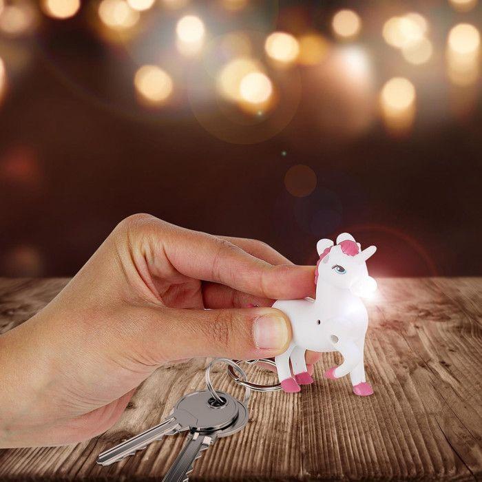 Mister Gadget Porte-clés Licorne lumineux et sonore multicolore