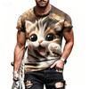 Summer Hot Big Eyed Cute Cat T-shirt Breathable and Versatile Cute and Casual Short Sleeved for Men