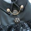 Black PU Dog Clothes Winter Luxury Leather Costume Clothing Warm Coat For Small Dogs Chiwawa Sequins Tulle Skirt Coats Jacket XS