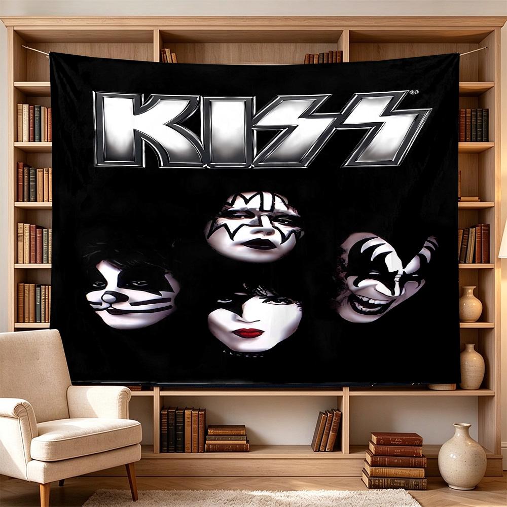 Kiss Band Rock Legends Large Wall Tapestry,Ideal for Office Backdrops, Holiday Gifts, Home Decor (Living Room, Bedroom, Dorm, Parties), and Outdoor Ce