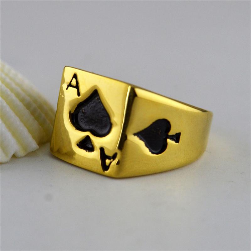 New Vintage Opening Rings For Women Men Playing Card Finger Stainless Steel Lucky Poker Ring Fashion Party Jewelry Gifts