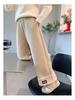 Girls' Warm Lambswool Wide-Leg Winter Pants
