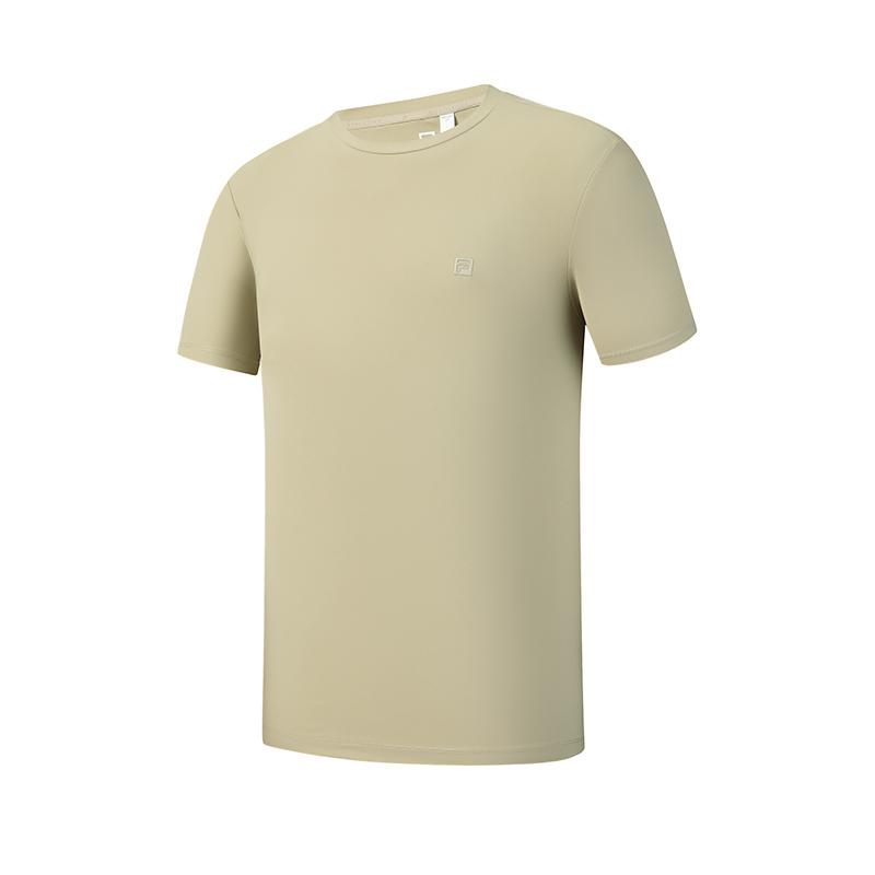 

FILA Fitness Simple Sports Training Comfortable Versatile Breathable Knitted Short Sleeve T-Shirt Men tops Squirrel-Khaki A11M621109FBG S