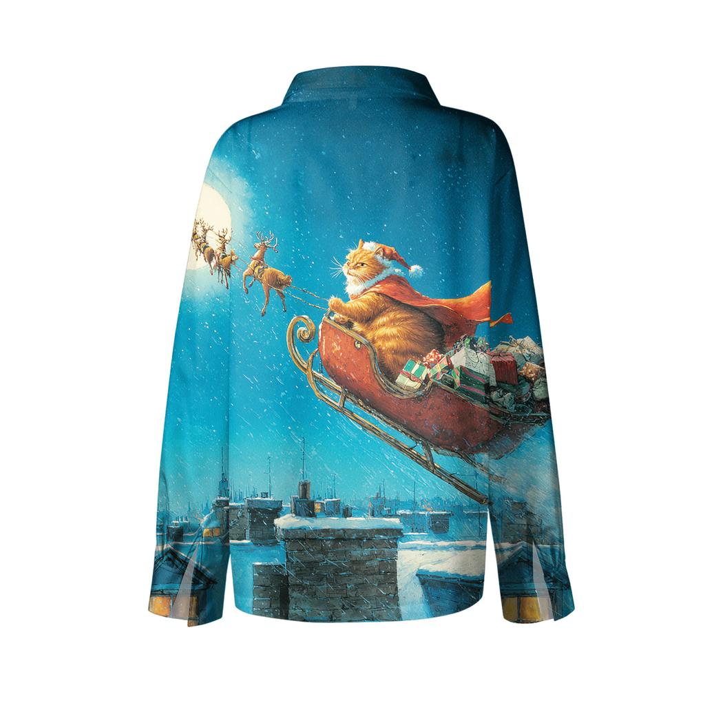 Dameskjorte med blomsterprintknapper, langermet avslappet vanlig skjorte bluser avslappet plussstørrelse basic topper