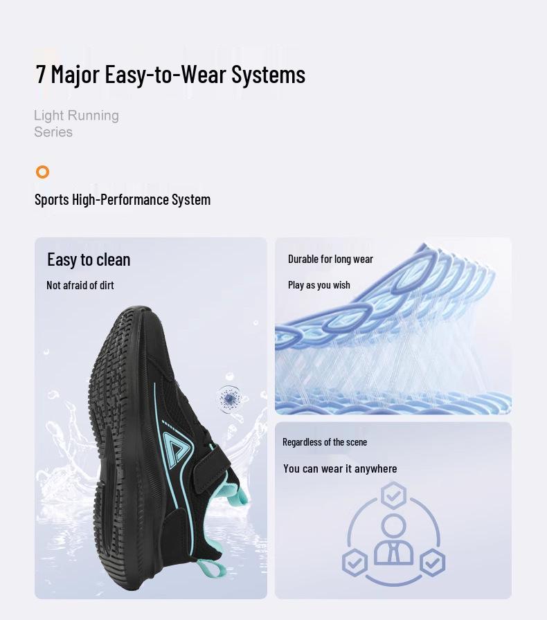 PEAK Boys' Breathable Mesh Sports Shoes - Spring/Autumn, Soft Sole, for Kids