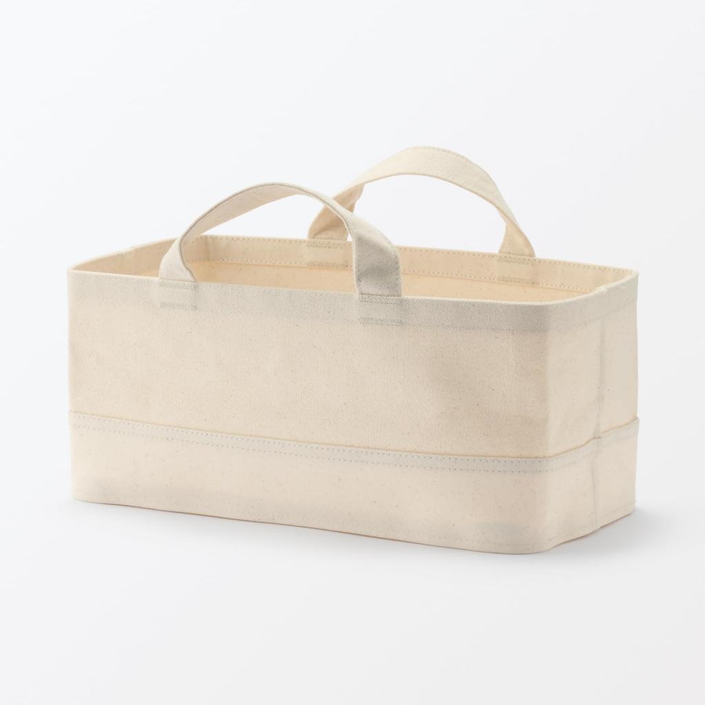 MUJI Cotton Canvas Soft Box with Handle Small - W37 X D18.5 X H16cm, Japan