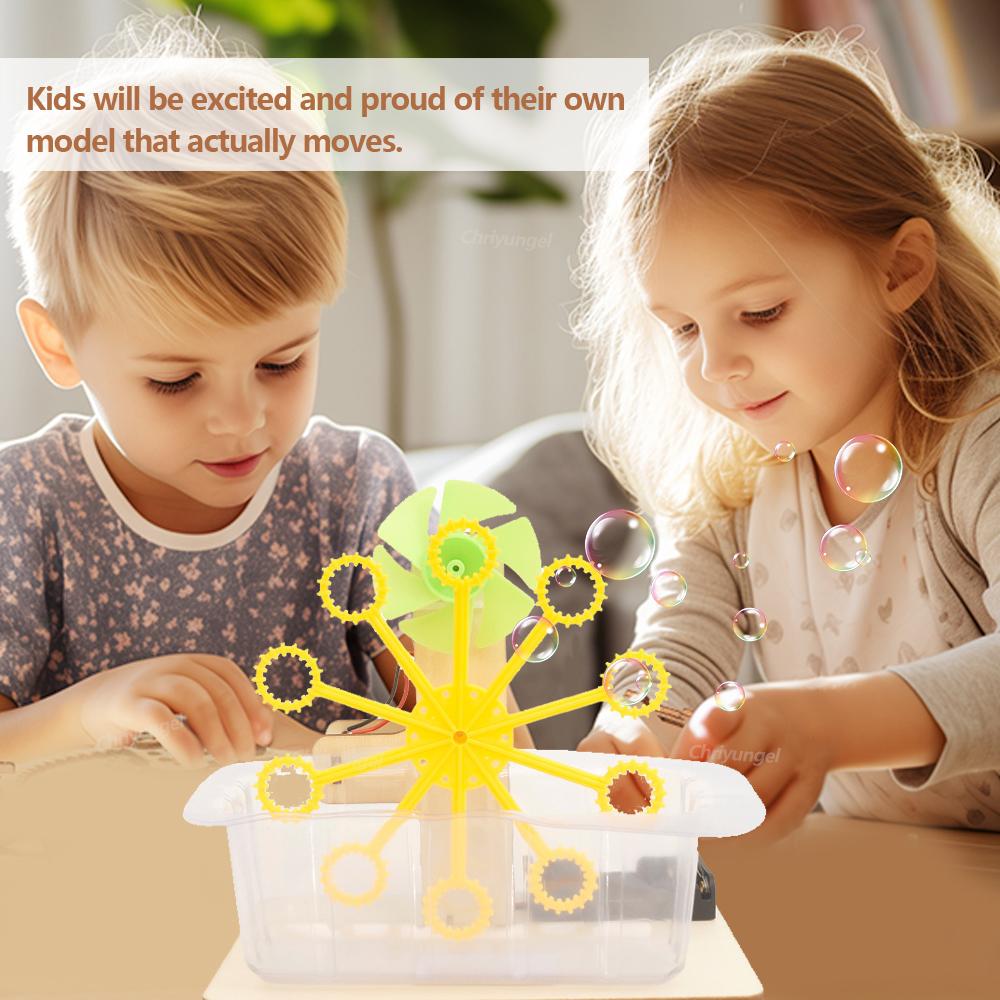 STEM Toys DIY Bubble Machine Assembling Model Material Kits Students Educational Science Experiment Technology Toys for Children