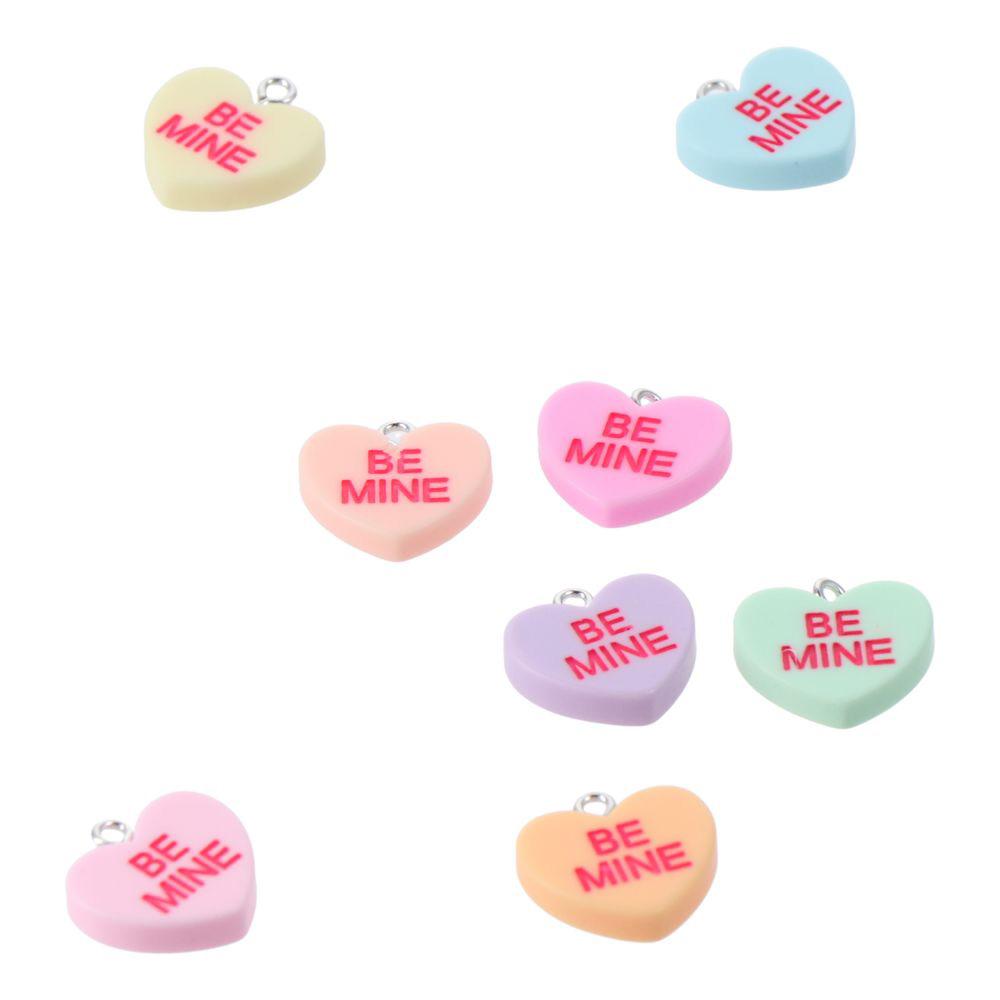 Resin Heart Charms Multicolour Charms Pendant Love Handmade Crafts Lovers