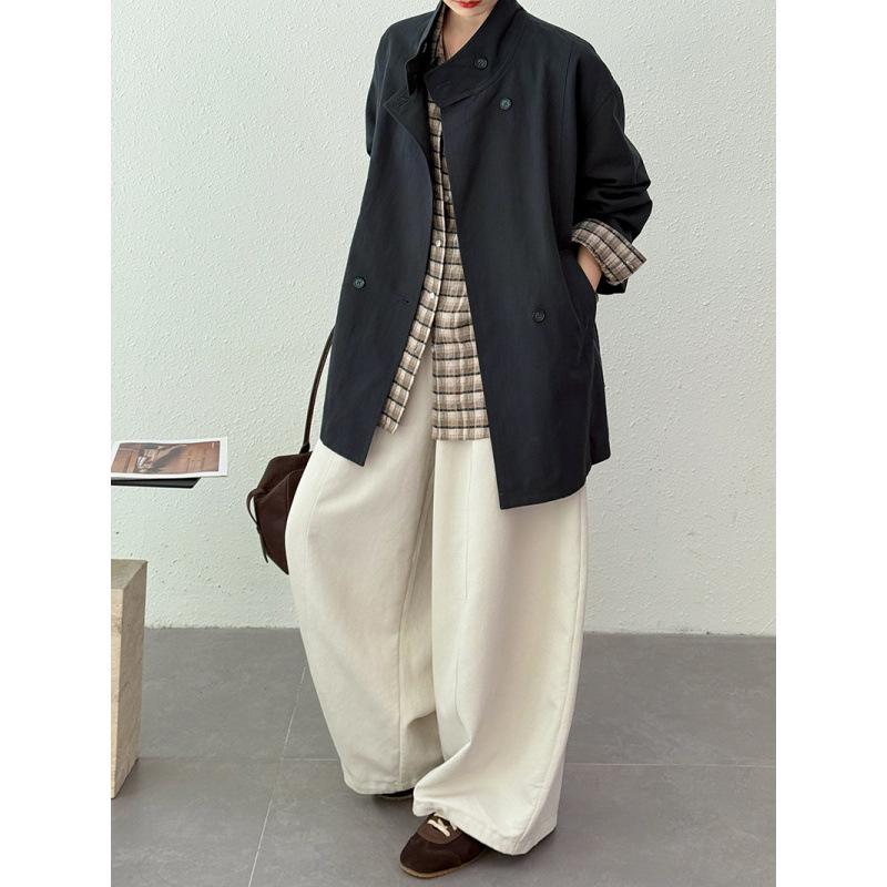 

Orange Zhi Stand-Up Collar Short Trench Coat: Stylish, Versatile, and Slimming for Early Autumn. One Size