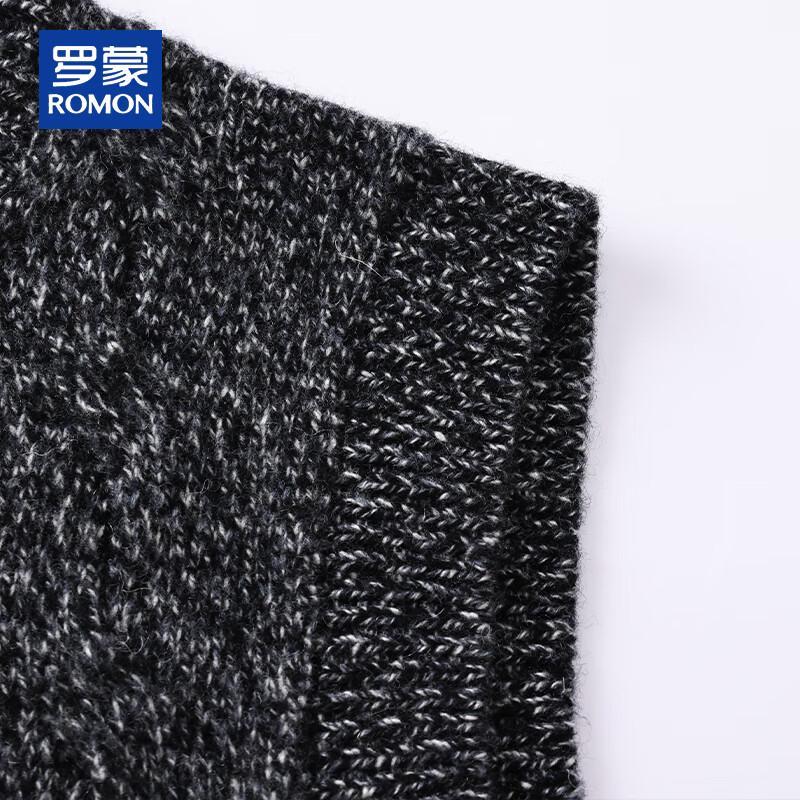 ROMON Men's 100% Pure Wool Thick Round Neck Cardigan Vest