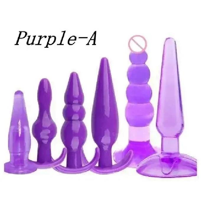 Anal Plug 6pcs Funny Butt Plug Backcourt Waterproof Silicone Comrades Adult Products Combination Set Massager Stick Training Kit