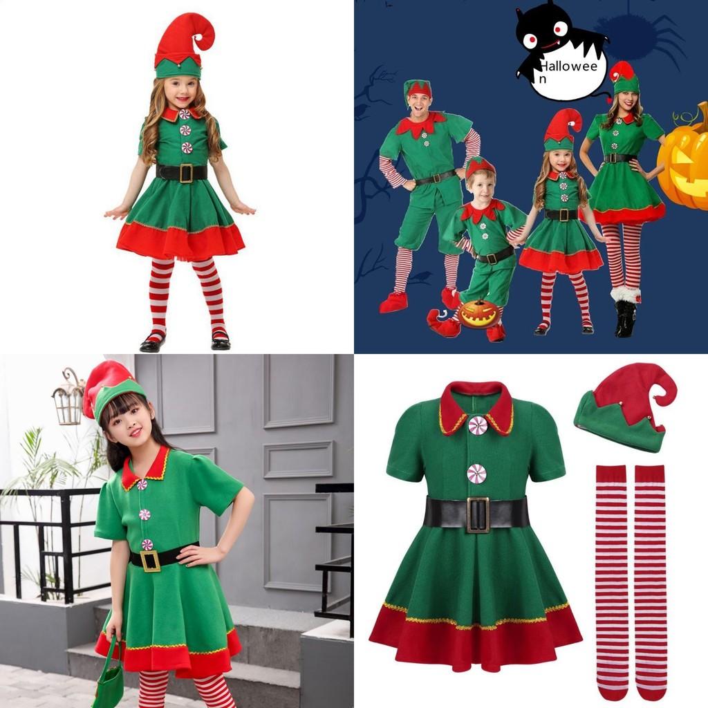 Festive Green Elf Santa Claus Costume For Adults And Kids Perfect For Family Christmas Celebrations
