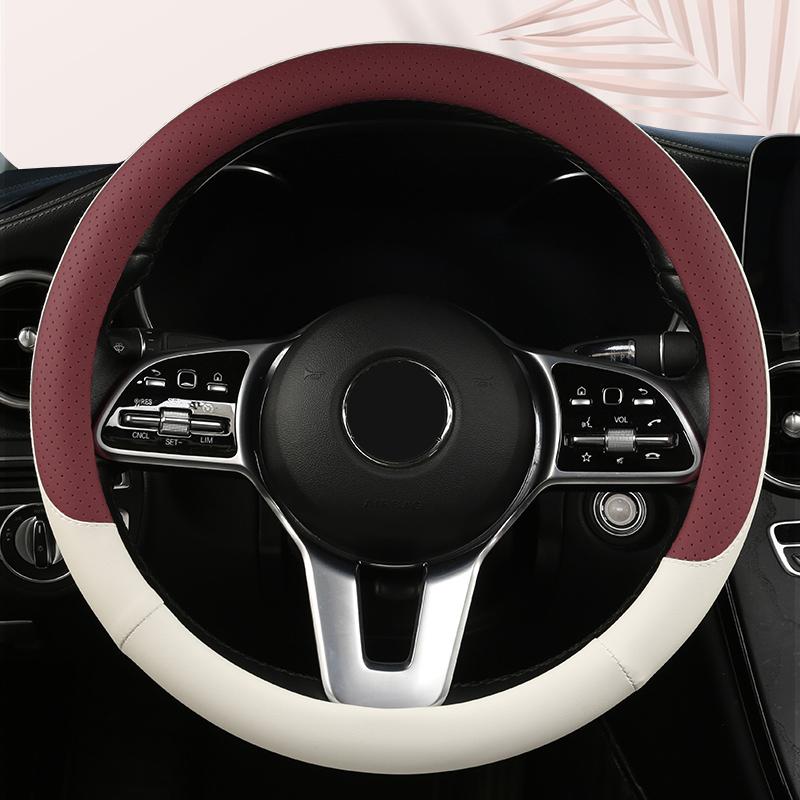 Funda de Volante de Cuero Antideslizante para Coche Cubierta Protectora Universal para Volante de Coche Estilo de Moda Forma O D 38 cm