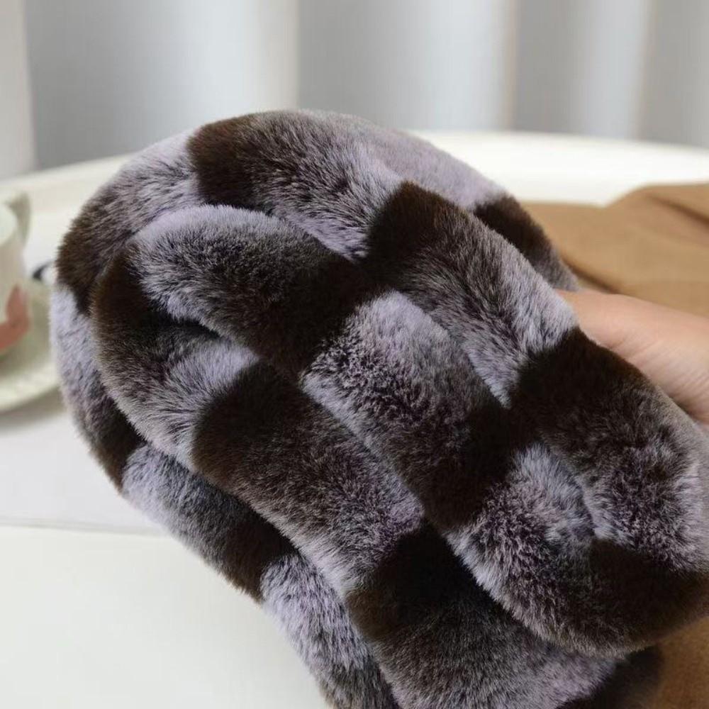 Thick Plush Cross Scarf Soft Fluffy Muffler Warm Tippet Faux Fur Collar Skiing Resort