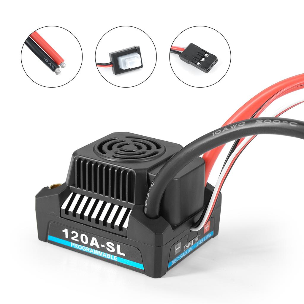 120A Brushless ESC XT60 Plug With 2 4S Lipo 5A 5.8V BEC for 3660 3670 3674 Brushless Motor 1 8 Remote Control Car Off